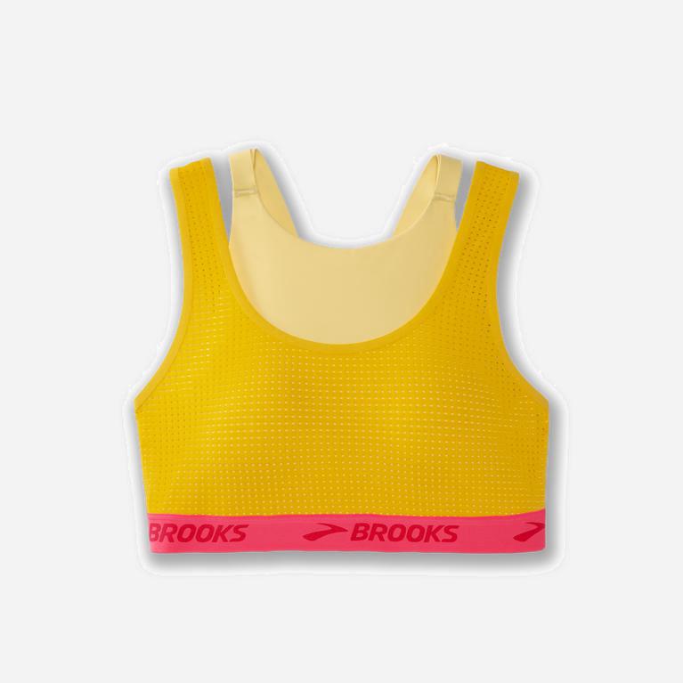 Brooks Drive Mesh Israel - Women's Running Bra - Yellow/Tangerine/Sunsprite (83167-FQZW)